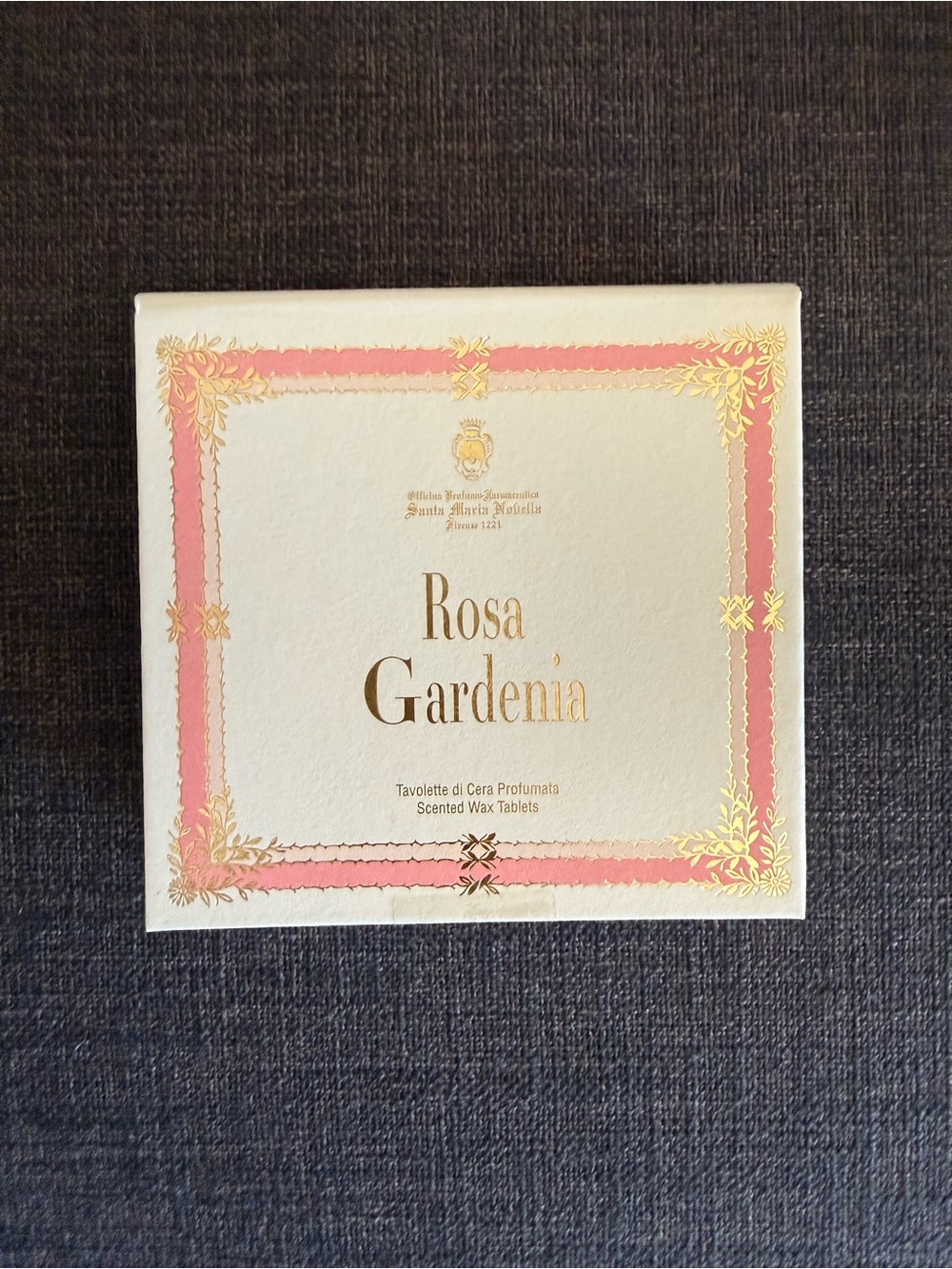 Santa Maria Novella Rosa Gardenia Scented Wax Tablets - Pink & Gold Box